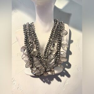 Sassy Jones Malia Multi-Strand Gray Statement Necklace